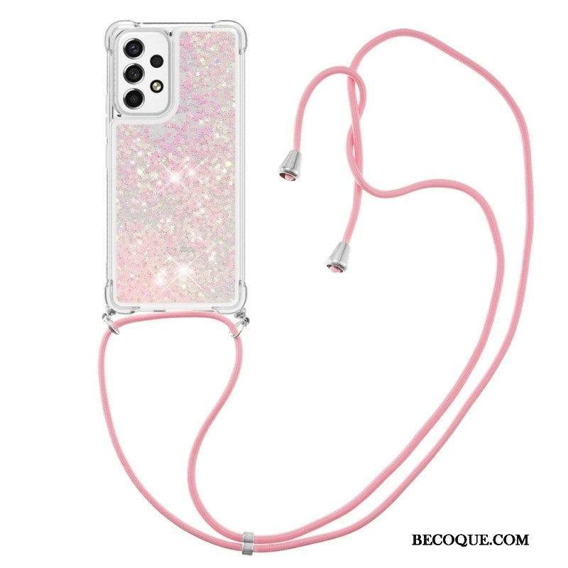 Kuori Samsung Galaxy A53 5G Kiristysnyörillä Kiristysnyöri Paljetteja