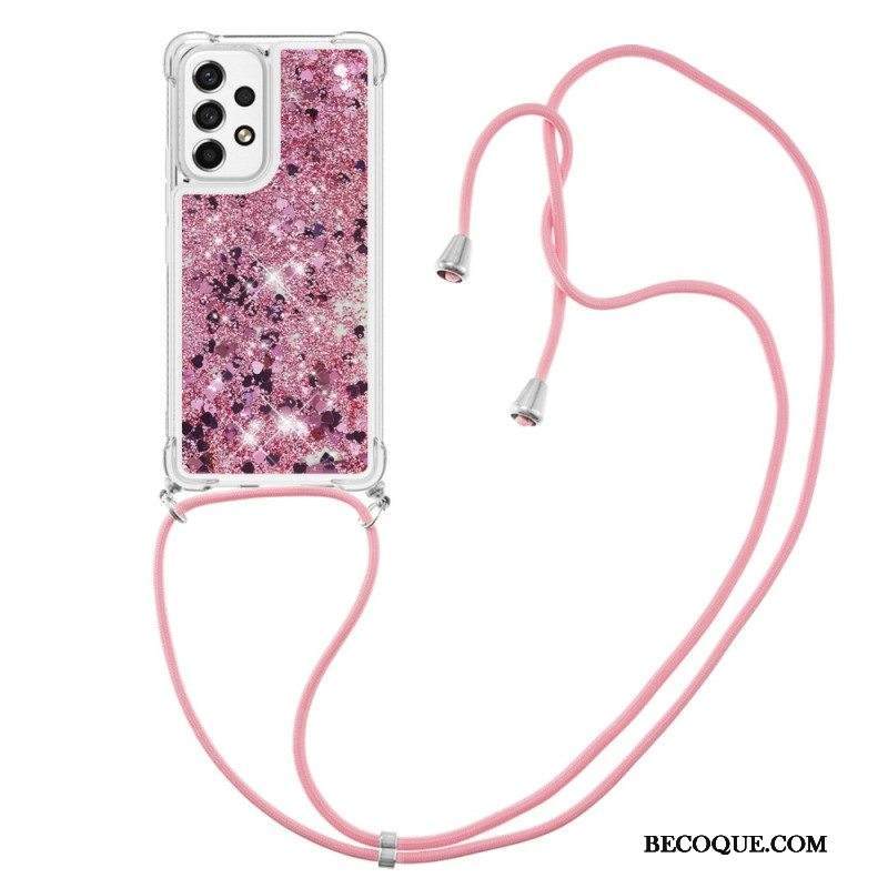 Kuori Samsung Galaxy A53 5G Kiristysnyörillä Kiristysnyöri Paljetteja