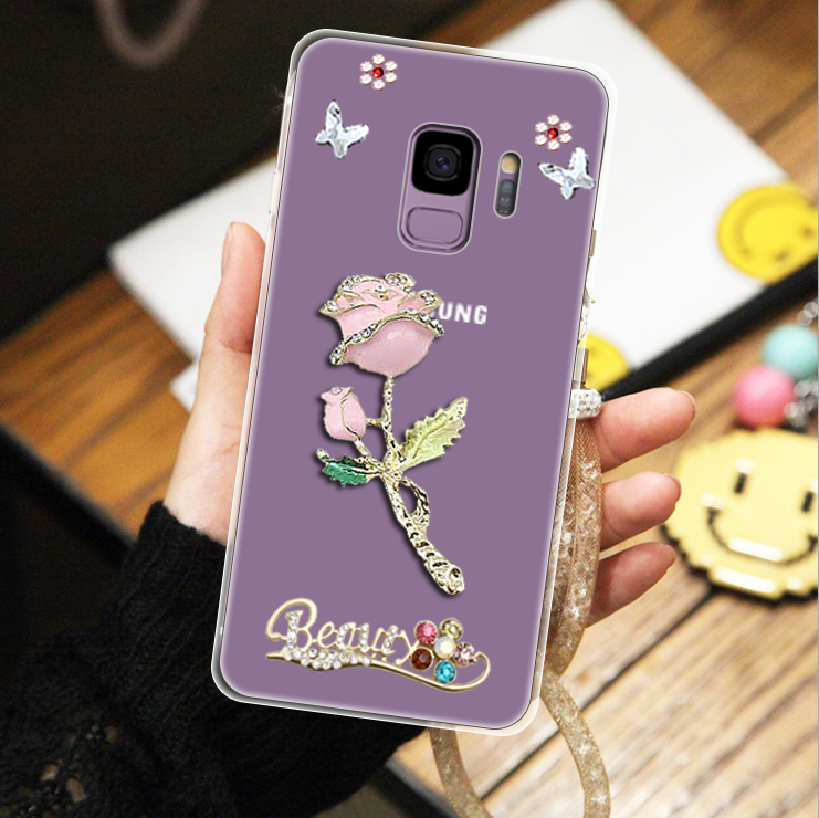Kuori Samsung Galaxy A6 Laukut Persoonallisuus Murtumaton, Kotelo Samsung Galaxy A6 Rhinestone Inlay Punainen Puhelimen Kuoret
