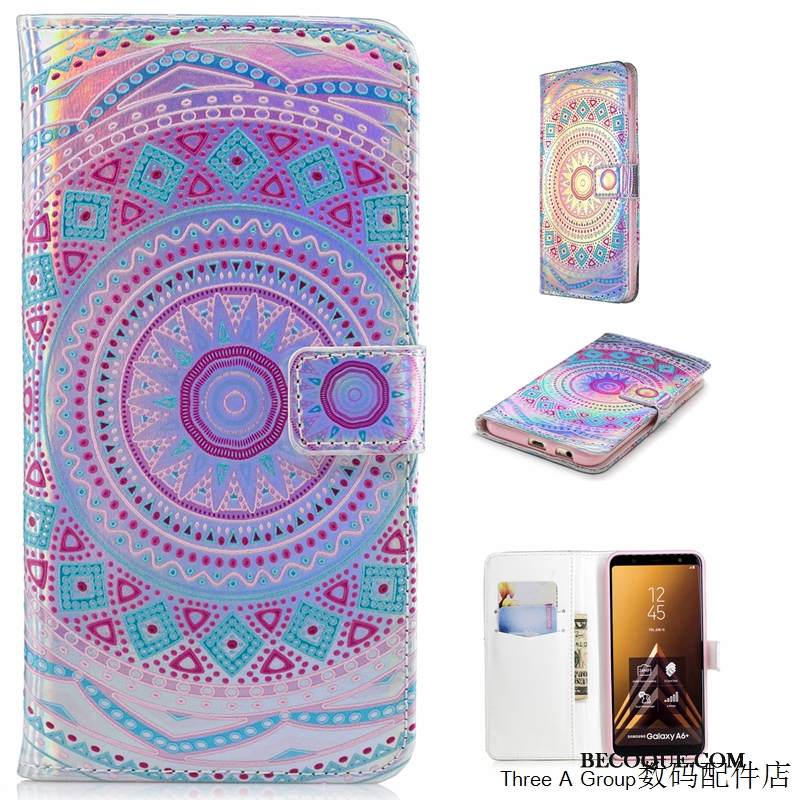 Kuori Samsung Galaxy A6 Laukut Sininen Puhelimen Kuoret, Kotelo Samsung Galaxy A6 Nahka