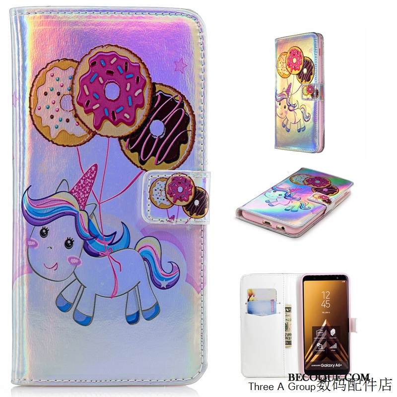 Kuori Samsung Galaxy A6 Laukut Sininen Puhelimen Kuoret, Kotelo Samsung Galaxy A6 Nahka