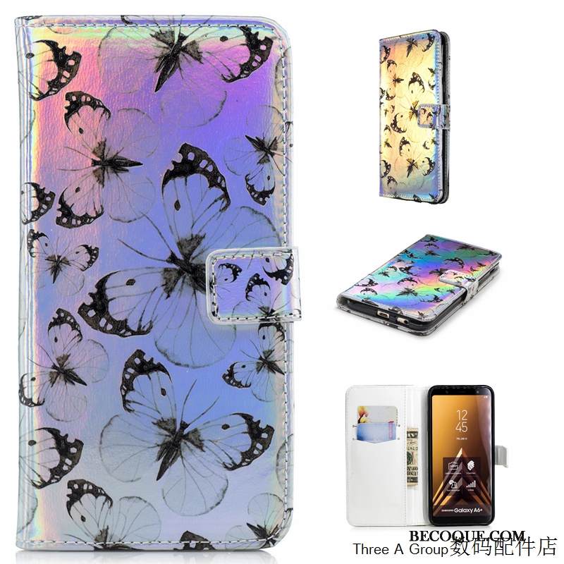 Kuori Samsung Galaxy A6 Laukut Sininen Puhelimen Kuoret, Kotelo Samsung Galaxy A6 Nahka