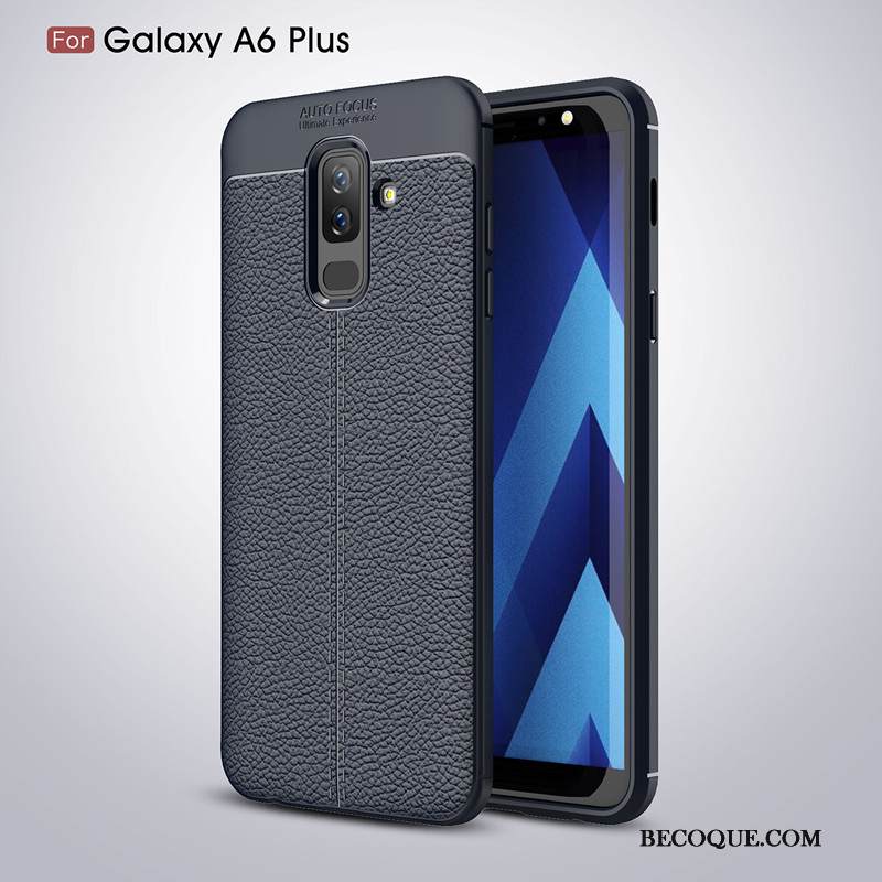 Kuori Samsung Galaxy A6+ Luova Trendi Kukkakuvio, Kotelo Samsung Galaxy A6+ Laukut Musta Murtumaton