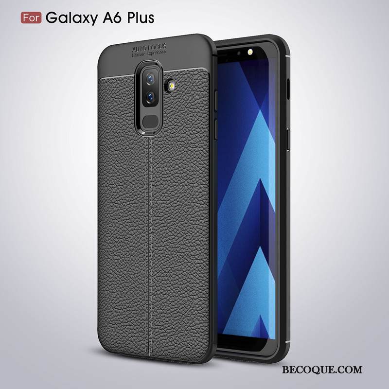 Kuori Samsung Galaxy A6+ Luova Trendi Kukkakuvio, Kotelo Samsung Galaxy A6+ Laukut Musta Murtumaton