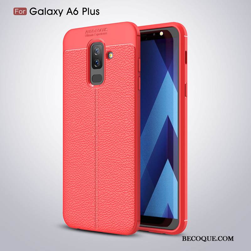 Kuori Samsung Galaxy A6+ Luova Trendi Kukkakuvio, Kotelo Samsung Galaxy A6+ Laukut Musta Murtumaton