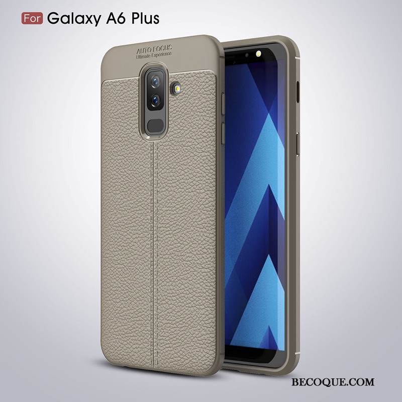Kuori Samsung Galaxy A6+ Luova Trendi Kukkakuvio, Kotelo Samsung Galaxy A6+ Laukut Musta Murtumaton
