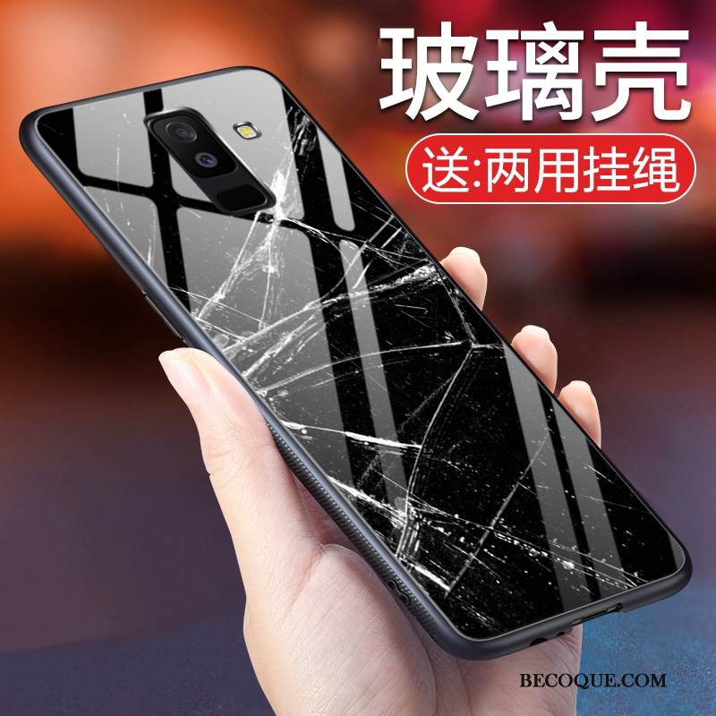 Kuori Samsung Galaxy A6+ Luova Trendi Puhelimen Kuoret, Kotelo Samsung Galaxy A6+ Suojaus Lasi Musta