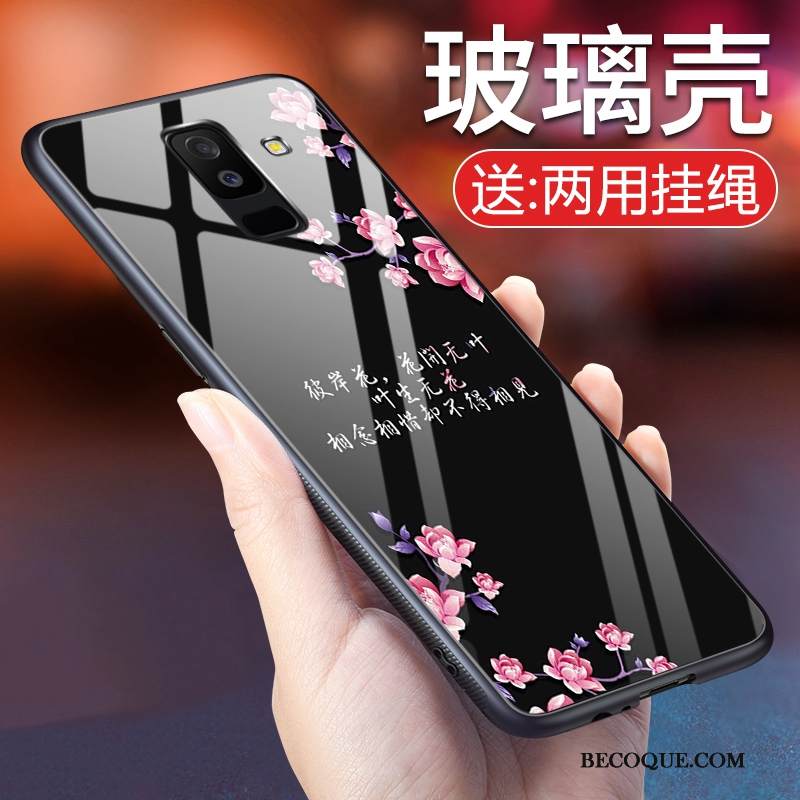 Kuori Samsung Galaxy A6+ Luova Trendi Puhelimen Kuoret, Kotelo Samsung Galaxy A6+ Suojaus Lasi Musta