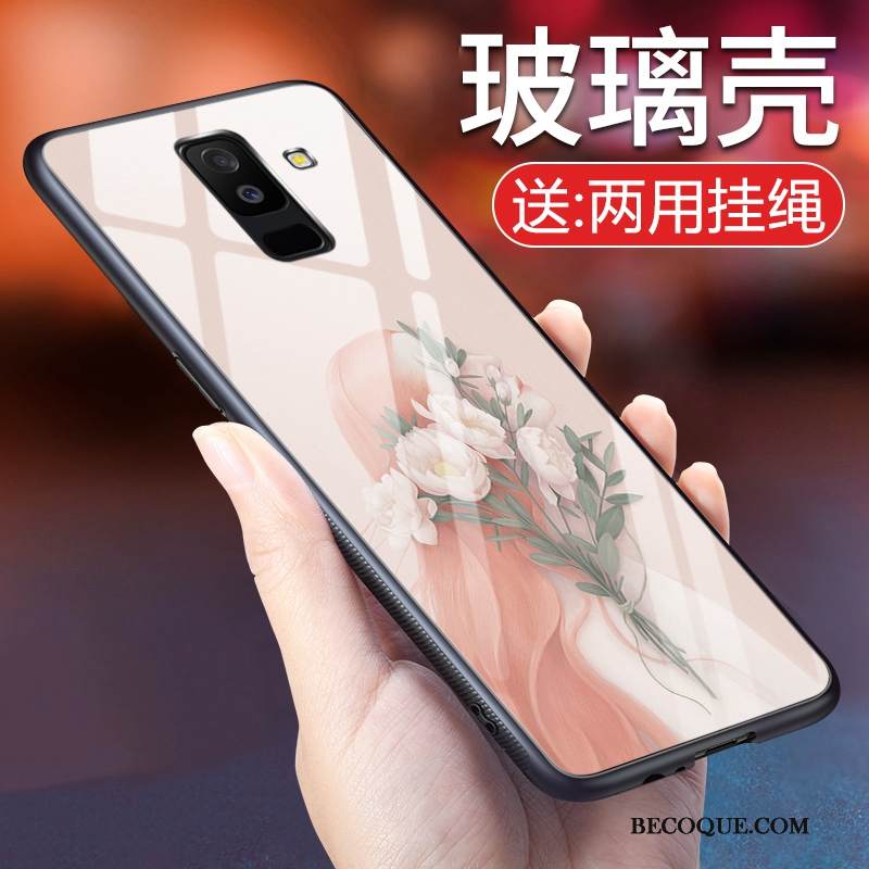 Kuori Samsung Galaxy A6+ Luova Trendi Puhelimen Kuoret, Kotelo Samsung Galaxy A6+ Suojaus Lasi Musta