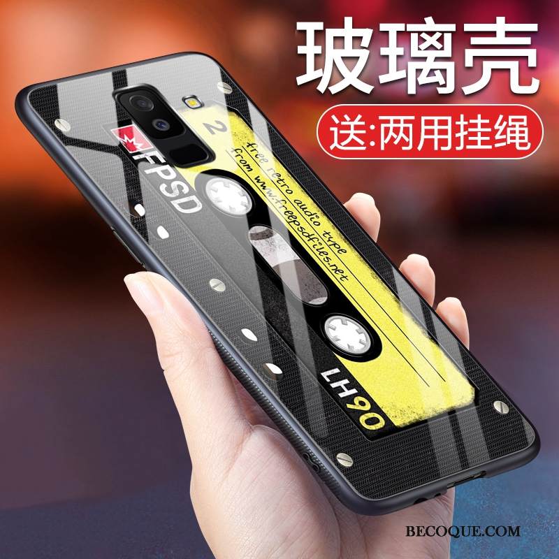 Kuori Samsung Galaxy A6+ Luova Trendi Puhelimen Kuoret, Kotelo Samsung Galaxy A6+ Suojaus Lasi Musta