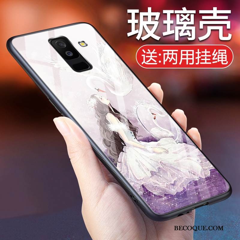 Kuori Samsung Galaxy A6+ Luova Trendi Puhelimen Kuoret, Kotelo Samsung Galaxy A6+ Suojaus Lasi Musta