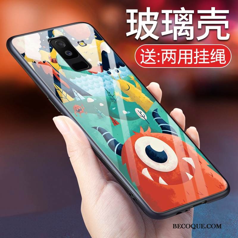 Kuori Samsung Galaxy A6+ Luova Trendi Puhelimen Kuoret, Kotelo Samsung Galaxy A6+ Suojaus Lasi Musta