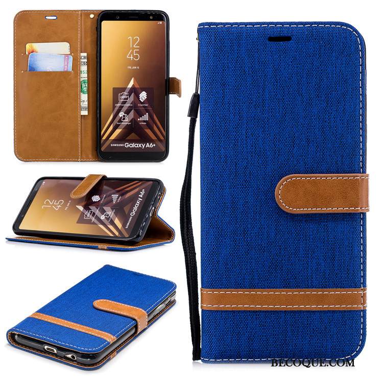 Kuori Samsung Galaxy A6 Nahka Puhelimen Kuoret Tummansininen, Kotelo Samsung Galaxy A6 Kuoret Murtumaton