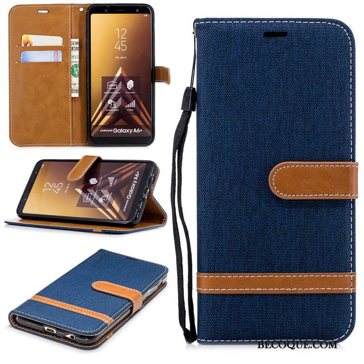 Kuori Samsung Galaxy A6 Nahka Puhelimen Kuoret Tummansininen, Kotelo Samsung Galaxy A6 Kuoret Murtumaton