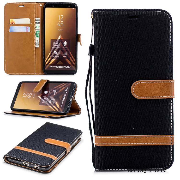 Kuori Samsung Galaxy A6 Nahka Puhelimen Kuoret Tummansininen, Kotelo Samsung Galaxy A6 Kuoret Murtumaton