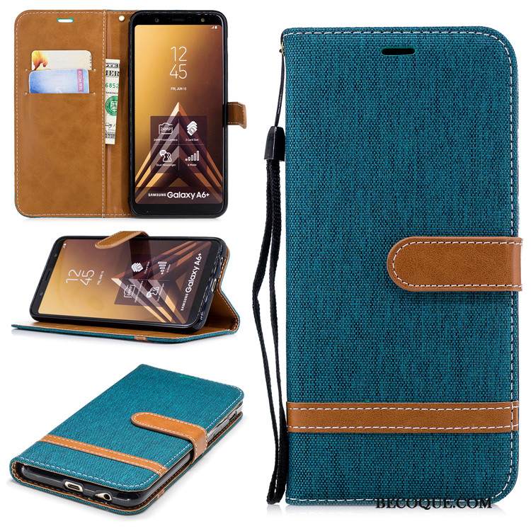 Kuori Samsung Galaxy A6 Nahka Puhelimen Kuoret Tummansininen, Kotelo Samsung Galaxy A6 Kuoret Murtumaton