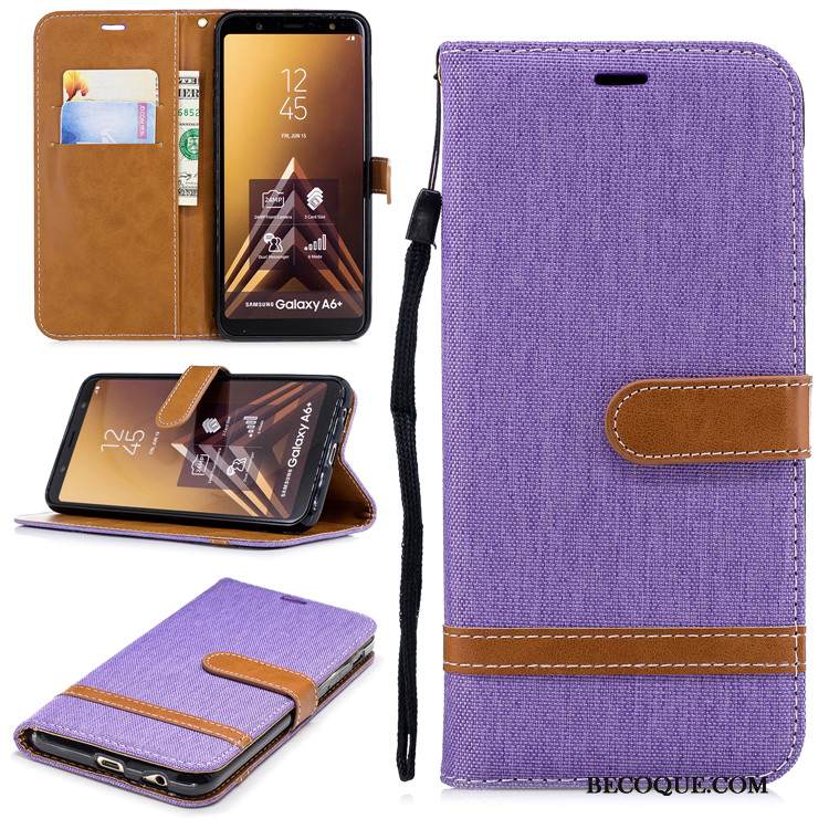 Kuori Samsung Galaxy A6 Nahka Puhelimen Kuoret Tummansininen, Kotelo Samsung Galaxy A6 Kuoret Murtumaton