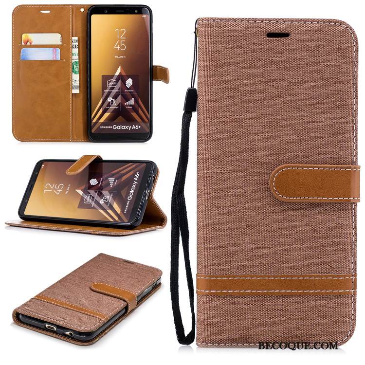 Kuori Samsung Galaxy A6 Nahka Puhelimen Kuoret Tummansininen, Kotelo Samsung Galaxy A6 Kuoret Murtumaton