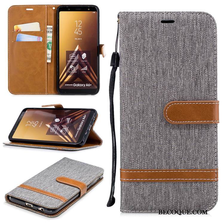 Kuori Samsung Galaxy A6 Nahka Puhelimen Kuoret Tummansininen, Kotelo Samsung Galaxy A6 Kuoret Murtumaton