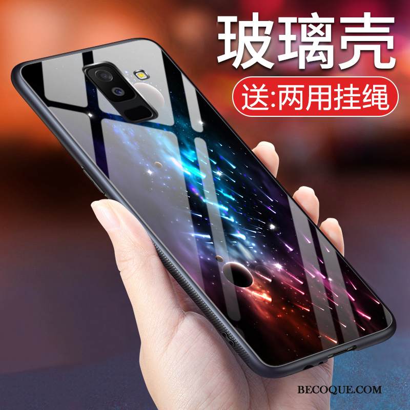 Kuori Samsung Galaxy A6+ Pehmeä Neste Puhelimen Kuoret Murtumaton, Kotelo Samsung Galaxy A6+ Silikoni Sininen Lasi