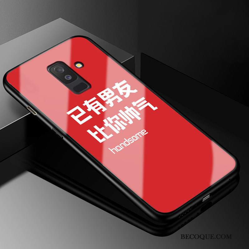 Kuori Samsung Galaxy A6+ Pehmeä Neste Trendi Lasi, Kotelo Samsung Galaxy A6+ Suojaus Punainen Puhelimen Kuoret