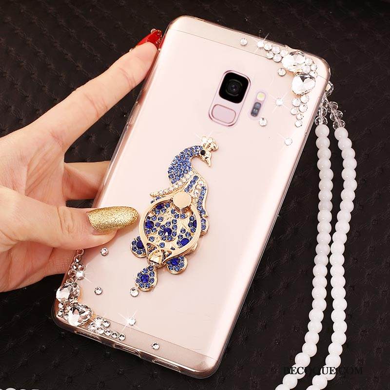 Kuori Samsung Galaxy A6 Rhinestone Inlay Puhelimen Kuoret Violetti, Kotelo Samsung Galaxy A6 Silikoni Ripustettavat Koristeet Läpinäkyvä