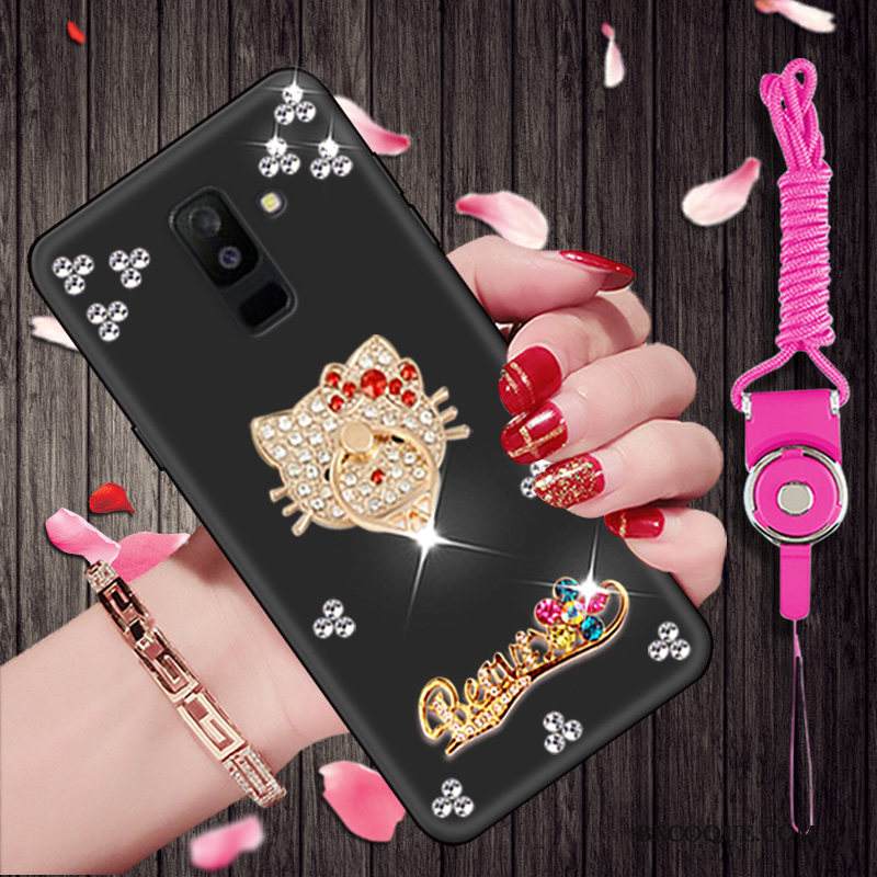 Kuori Samsung Galaxy A6+ Sarjakuva Musta Puhelimen Kuoret, Kotelo Samsung Galaxy A6+ Strassi