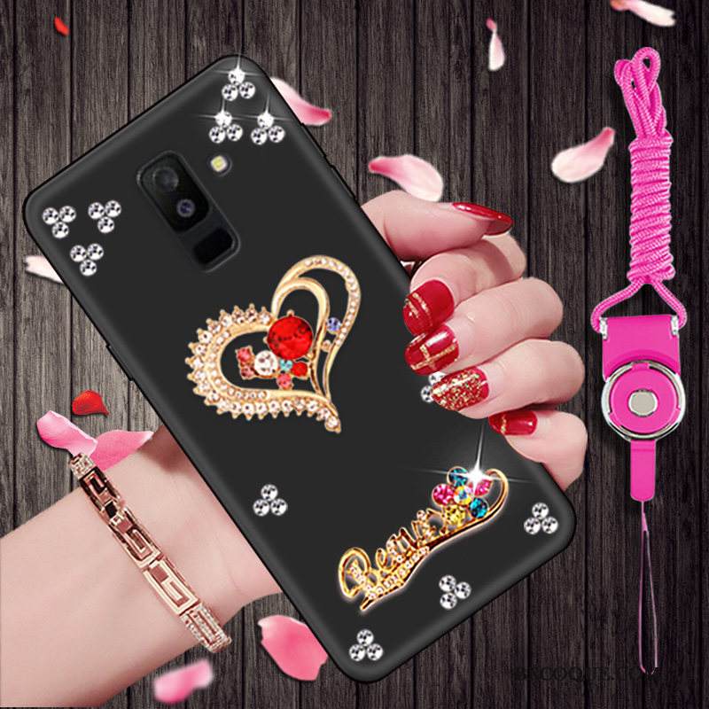 Kuori Samsung Galaxy A6+ Sarjakuva Musta Puhelimen Kuoret, Kotelo Samsung Galaxy A6+ Strassi