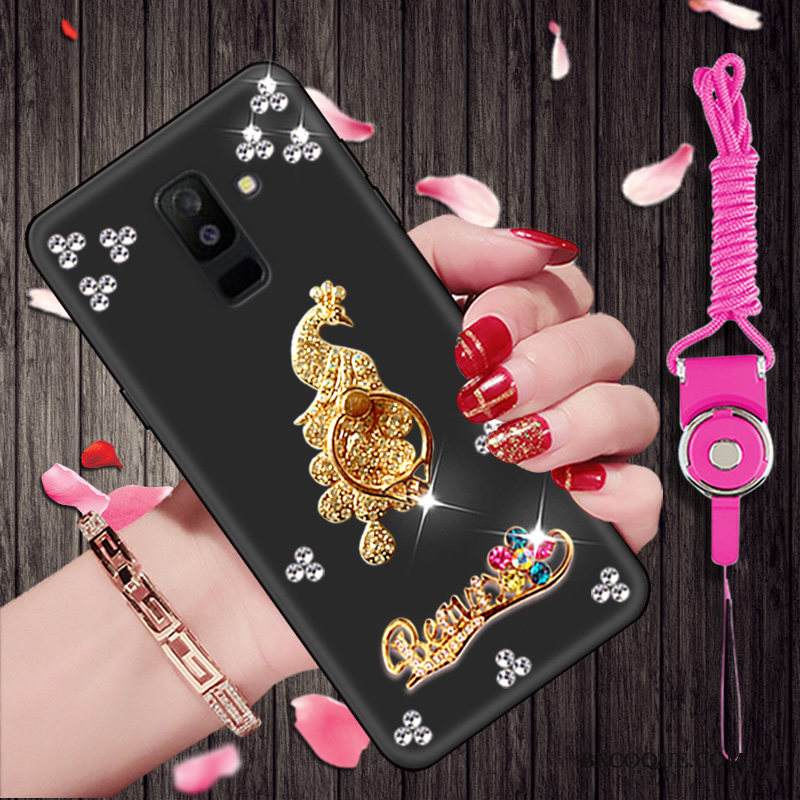 Kuori Samsung Galaxy A6+ Sarjakuva Musta Puhelimen Kuoret, Kotelo Samsung Galaxy A6+ Strassi