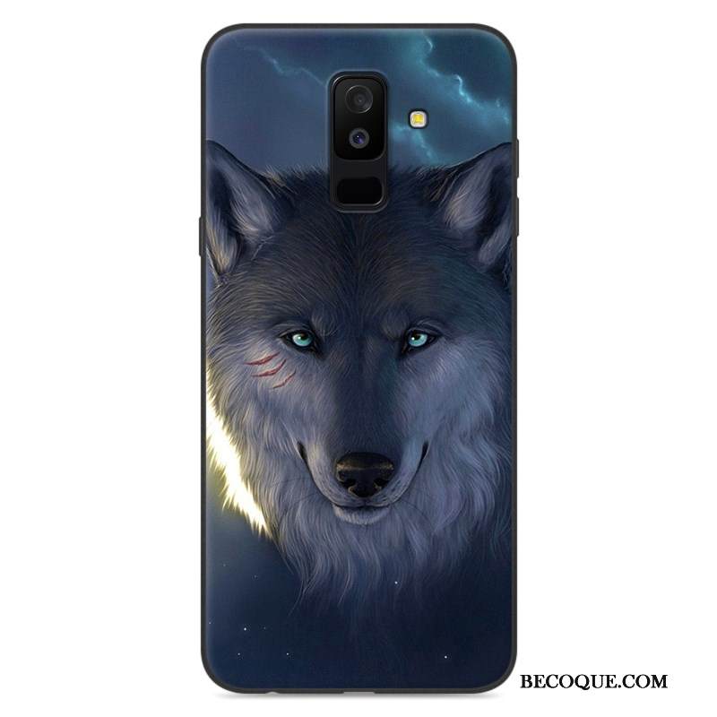 Kuori Samsung Galaxy A6+ Silikoni Murtumaton Sininen, Kotelo Samsung Galaxy A6+ Sarjakuva Trendi Puhelimen Kuoret