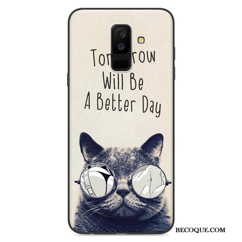 Kuori Samsung Galaxy A6+ Silikoni Murtumaton Sininen, Kotelo Samsung Galaxy A6+ Sarjakuva Trendi Puhelimen Kuoret