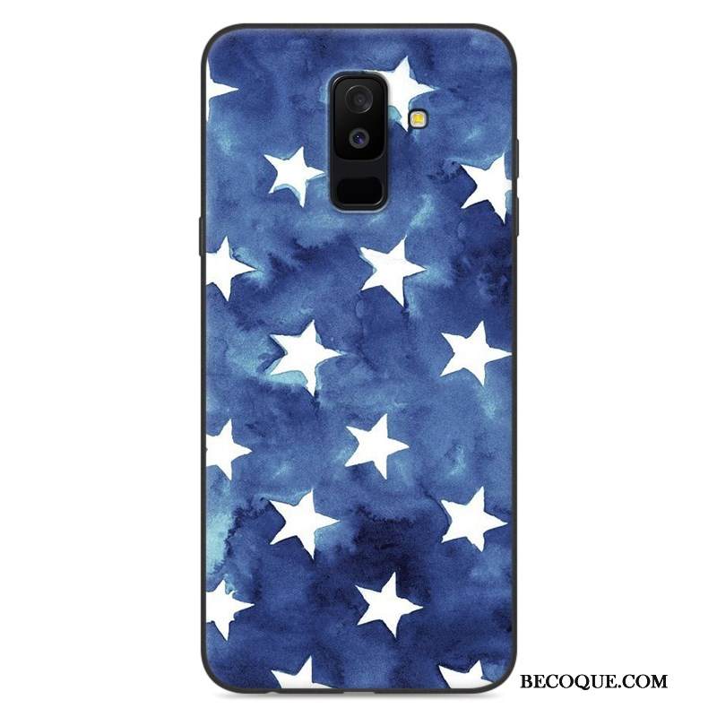 Kuori Samsung Galaxy A6+ Silikoni Murtumaton Sininen, Kotelo Samsung Galaxy A6+ Sarjakuva Trendi Puhelimen Kuoret