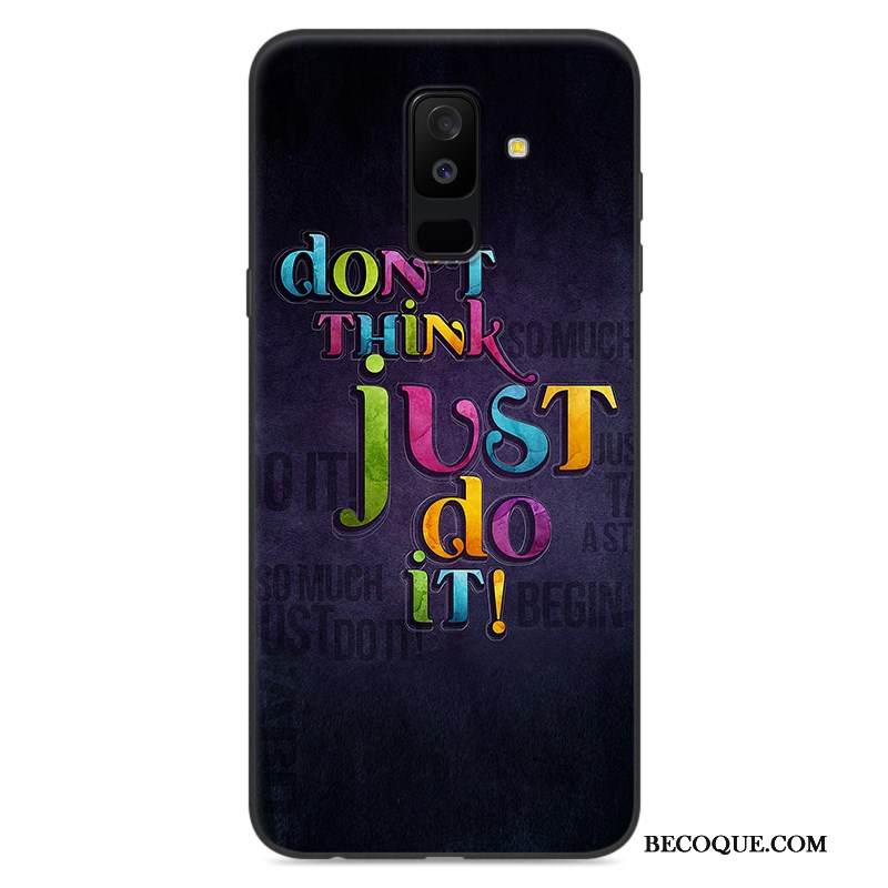 Kuori Samsung Galaxy A6+ Silikoni Murtumaton Sininen, Kotelo Samsung Galaxy A6+ Sarjakuva Trendi Puhelimen Kuoret