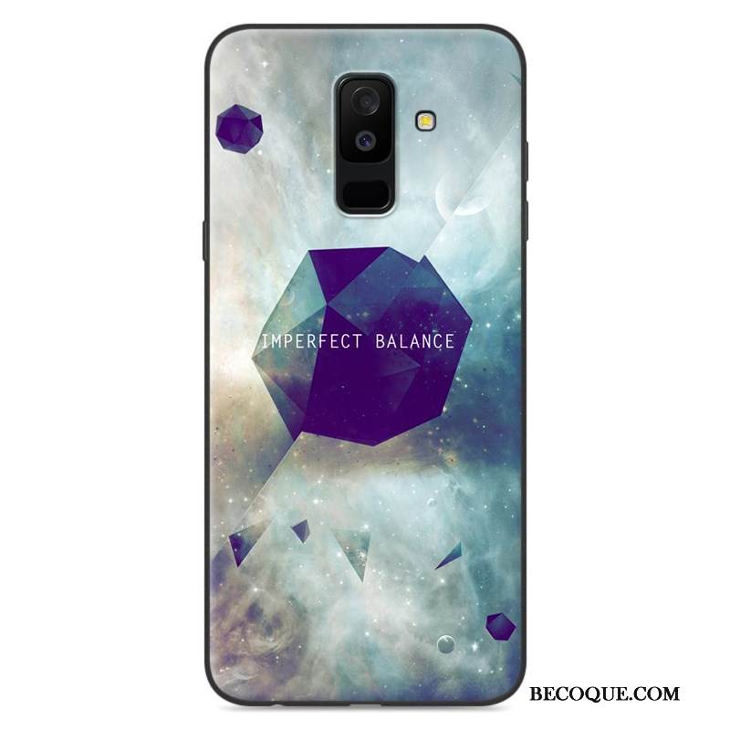 Kuori Samsung Galaxy A6+ Silikoni Murtumaton Sininen, Kotelo Samsung Galaxy A6+ Sarjakuva Trendi Puhelimen Kuoret