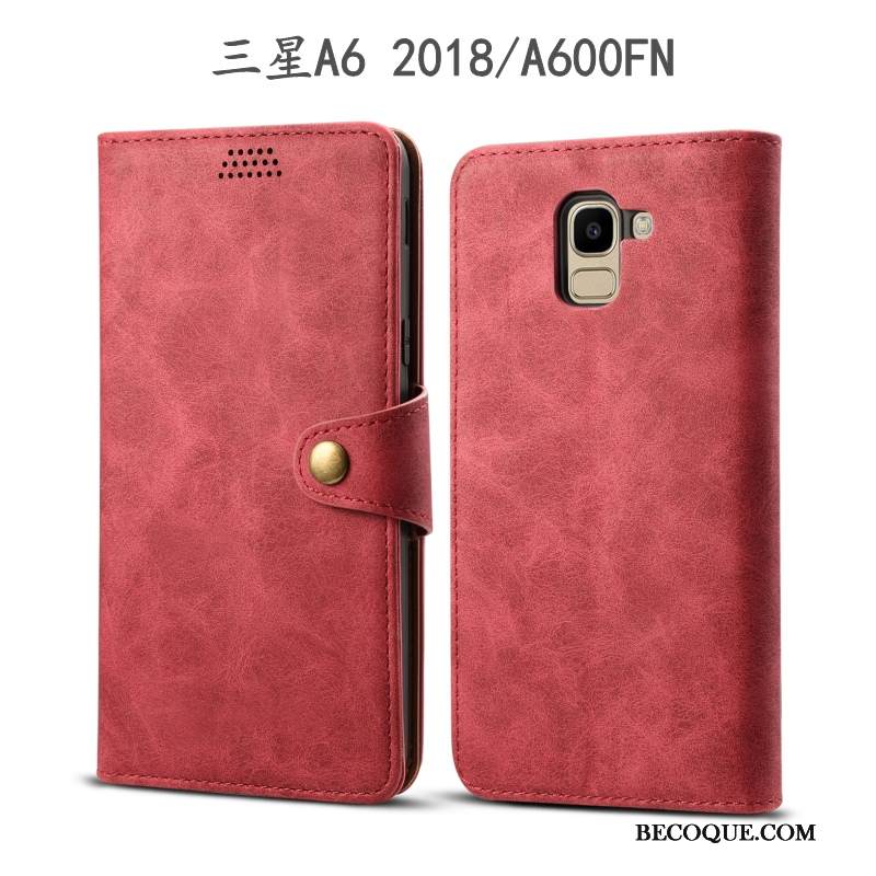 Kuori Samsung Galaxy A6 Suojaus Vihreä Puhelimen Kuoret, Kotelo Samsung Galaxy A6 Nahka Murtumaton