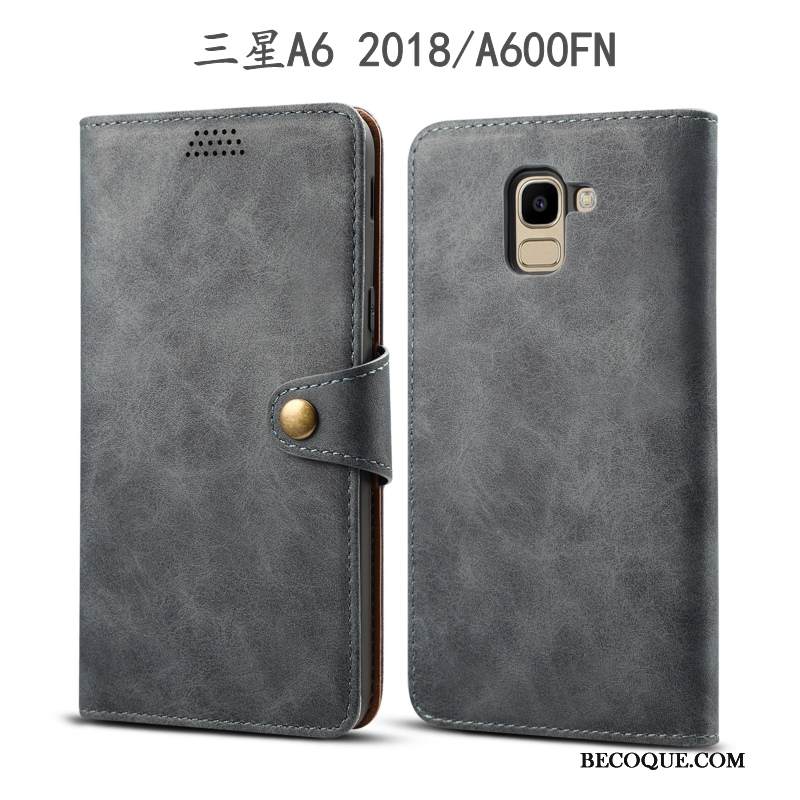 Kuori Samsung Galaxy A6 Suojaus Vihreä Puhelimen Kuoret, Kotelo Samsung Galaxy A6 Nahka Murtumaton