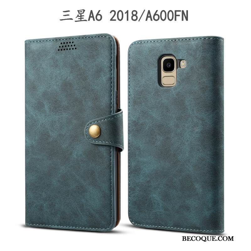 Kuori Samsung Galaxy A6 Suojaus Vihreä Puhelimen Kuoret, Kotelo Samsung Galaxy A6 Nahka Murtumaton