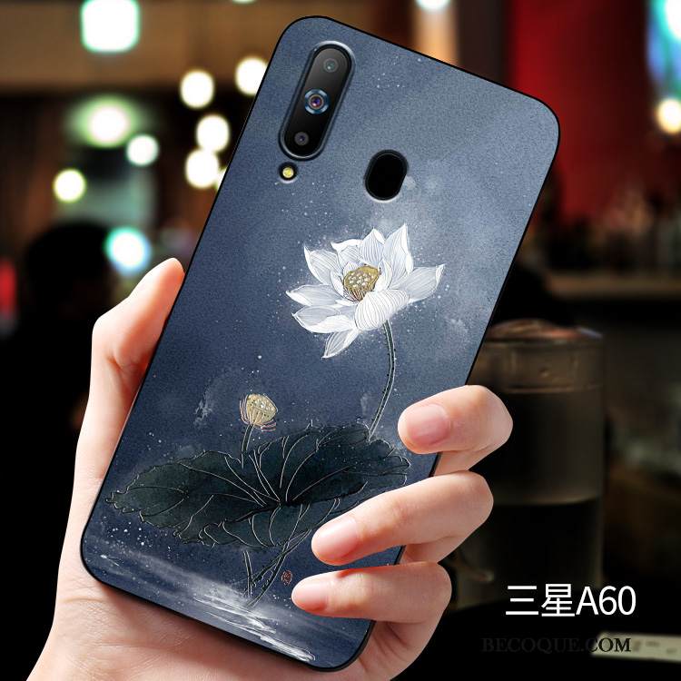 Kuori Samsung Galaxy A60 Kohokuviointi Vihreä Muokata, Kotelo Samsung Galaxy A60 Silikoni Murtumaton Pesty Suede