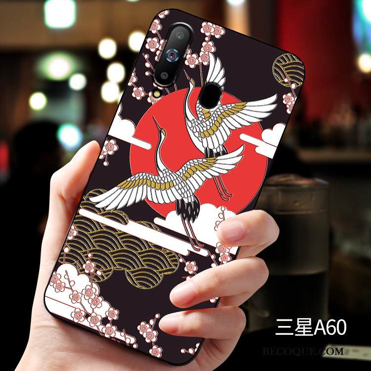 Kuori Samsung Galaxy A60 Kohokuviointi Vihreä Muokata, Kotelo Samsung Galaxy A60 Silikoni Murtumaton Pesty Suede