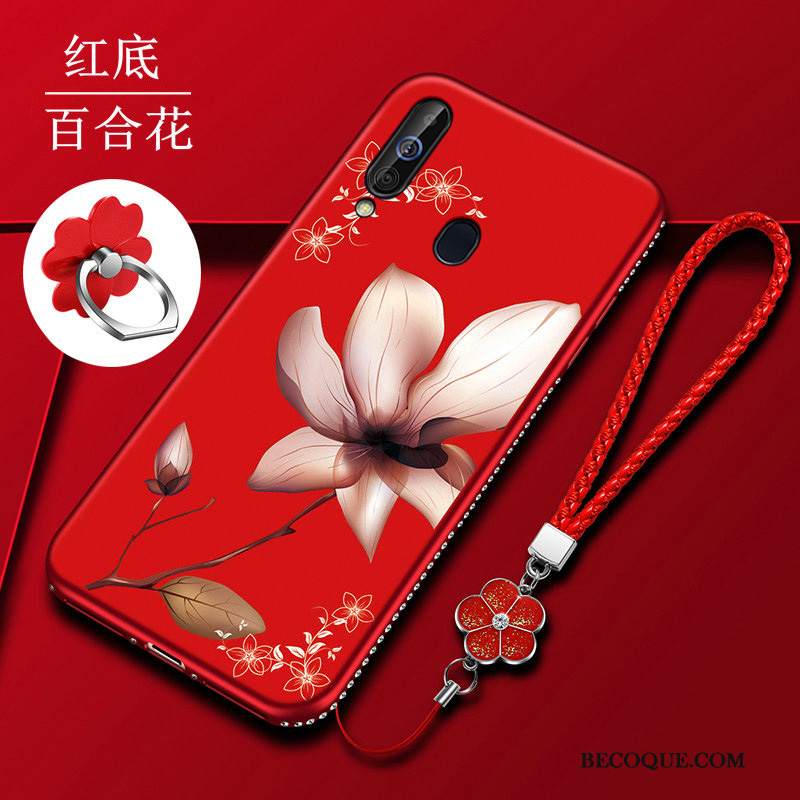 Kuori Samsung Galaxy A60 Laukut Puhelimen Kuoret Kukka, Kotelo Samsung Galaxy A60 Silikoni Murtumaton Pesty Suede