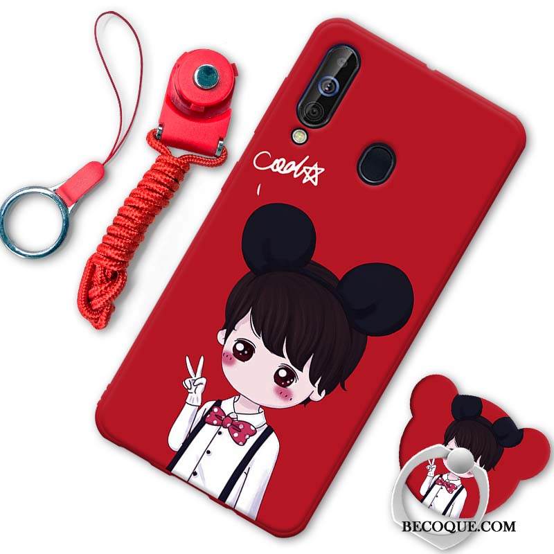 Kuori Samsung Galaxy A60 Silikoni Murtumaton Punainen, Kotelo Samsung Galaxy A60 Suojaus Pesty Suede Puhelimen Kuoret