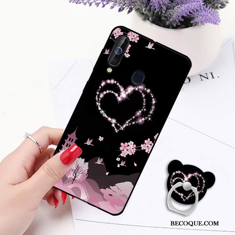 Kuori Samsung Galaxy A60 Tuki Valkoinen Puhelimen Kuoret, Kotelo Samsung Galaxy A60 Pehmeä Neste Ripustettavat Koristeet Murtumaton