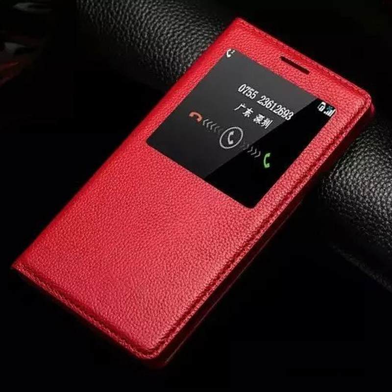 Kuori Samsung Galaxy A7 2015 Kuoret Puhelimen Kuoret Murtumaton, Kotelo Samsung Galaxy A7 2015 Nahka Punainen