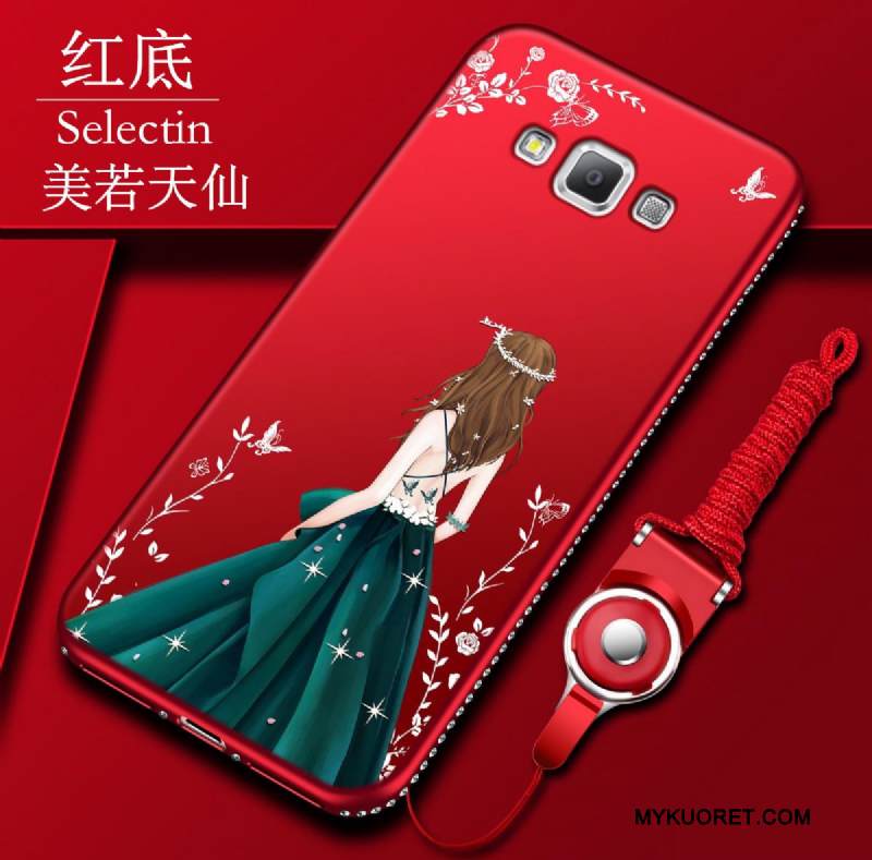 Kuori Samsung Galaxy A7 2015 Laukut L Murtumaton, Kotelo Samsung Galaxy A7 2015 Silikoni Pesty Suede Punainen