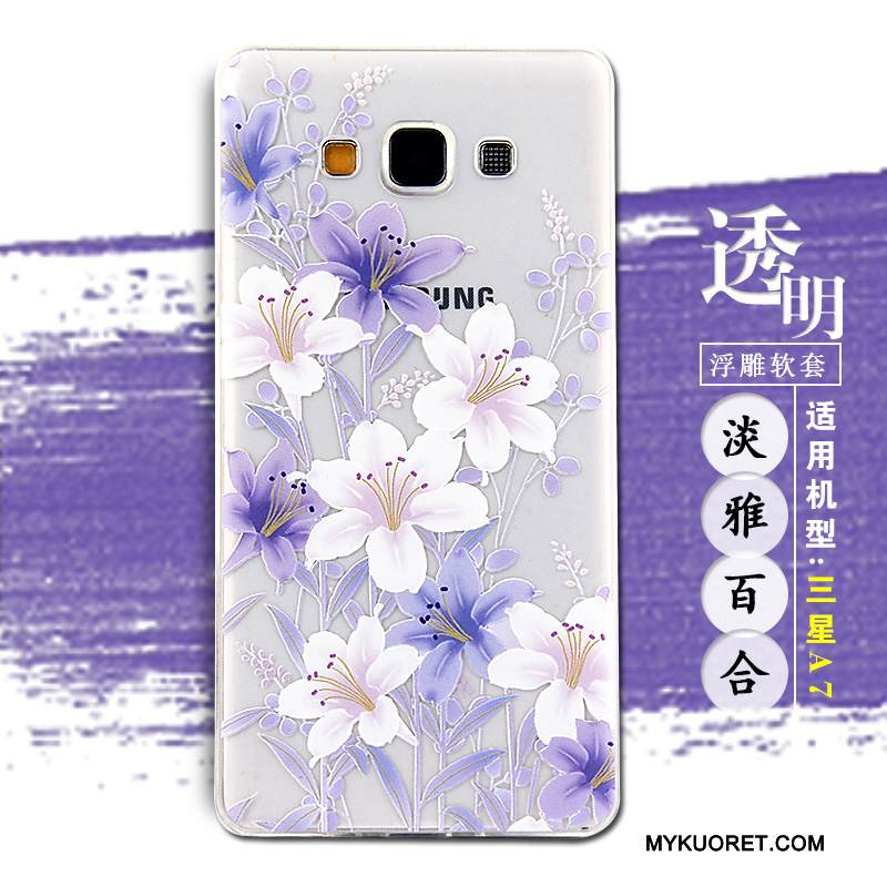 Kuori Samsung Galaxy A7 2015 Pehmeä Neste Puhelimen Kuoret Violetti, Kotelo Samsung Galaxy A7 2015 Silikoni