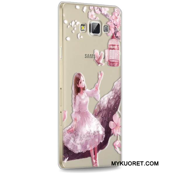 Kuori Samsung Galaxy A7 2015 Suojaus Punainen Puhelimen Kuoret, Kotelo Samsung Galaxy A7 2015 Pehmeä Neste Läpinäkyvä Murtumaton