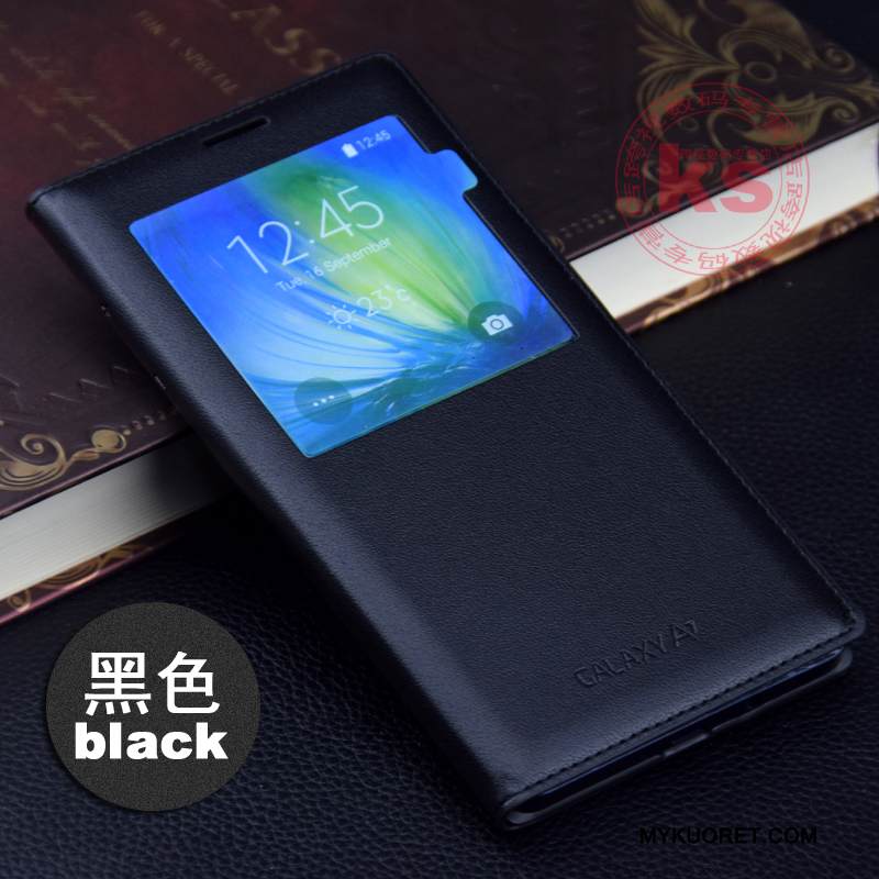 Kuori Samsung Galaxy A7 2015 Suojaus Sininen, Kotelo Samsung Galaxy A7 2015 Nahka