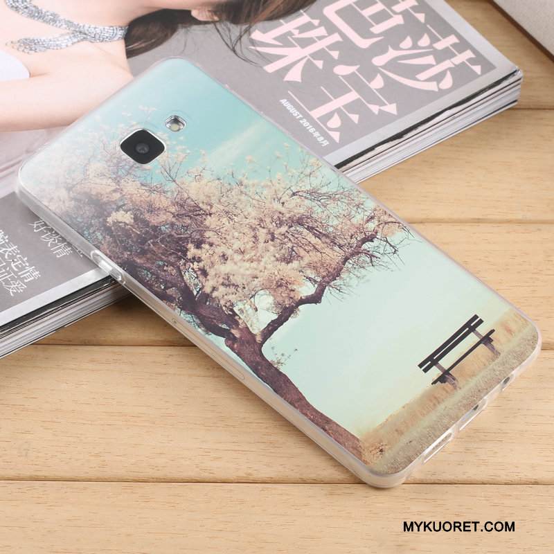 Kuori Samsung Galaxy A7 2016 Laukut Sininen Puhelimen Kuoret, Kotelo Samsung Galaxy A7 2016 Silikoni Pesty Suede