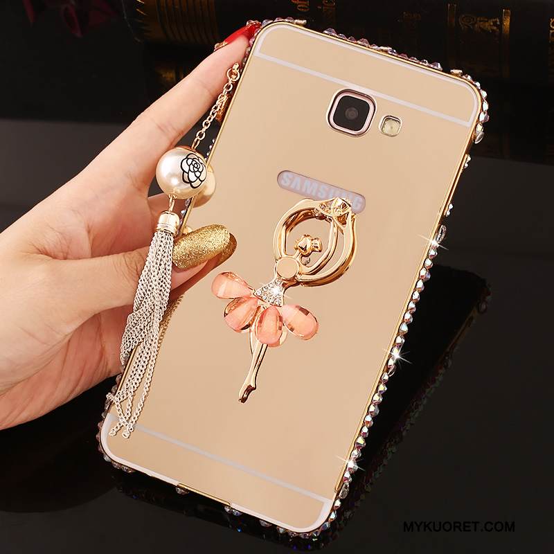 Kuori Samsung Galaxy A7 2016 Rhinestone Inlay Kehys Jauhe, Kotelo Samsung Galaxy A7 2016 Metalli Puhelimen Kuoret Takakansi