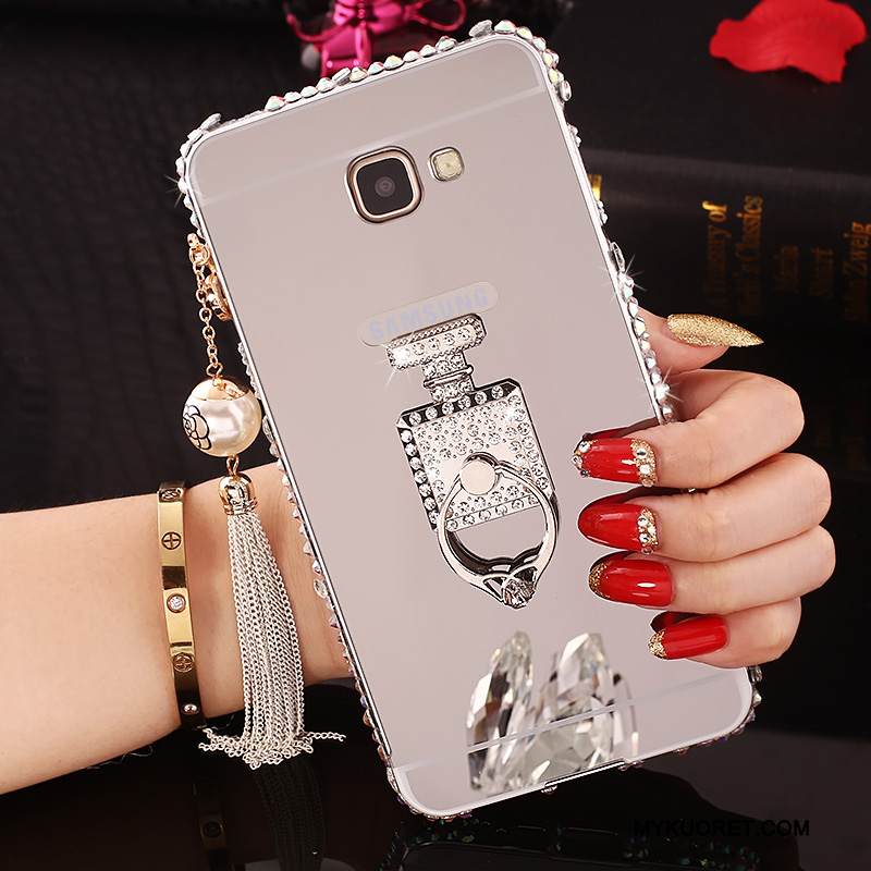 Kuori Samsung Galaxy A7 2016 Rhinestone Inlay Kehys Jauhe, Kotelo Samsung Galaxy A7 2016 Metalli Puhelimen Kuoret Takakansi